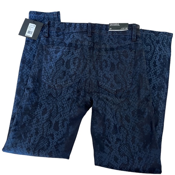 Joe's The Charlie High-Rise Skinny Ankle Black & Blue Snake Print Jeans Sz 27 - Picture 5 of 7